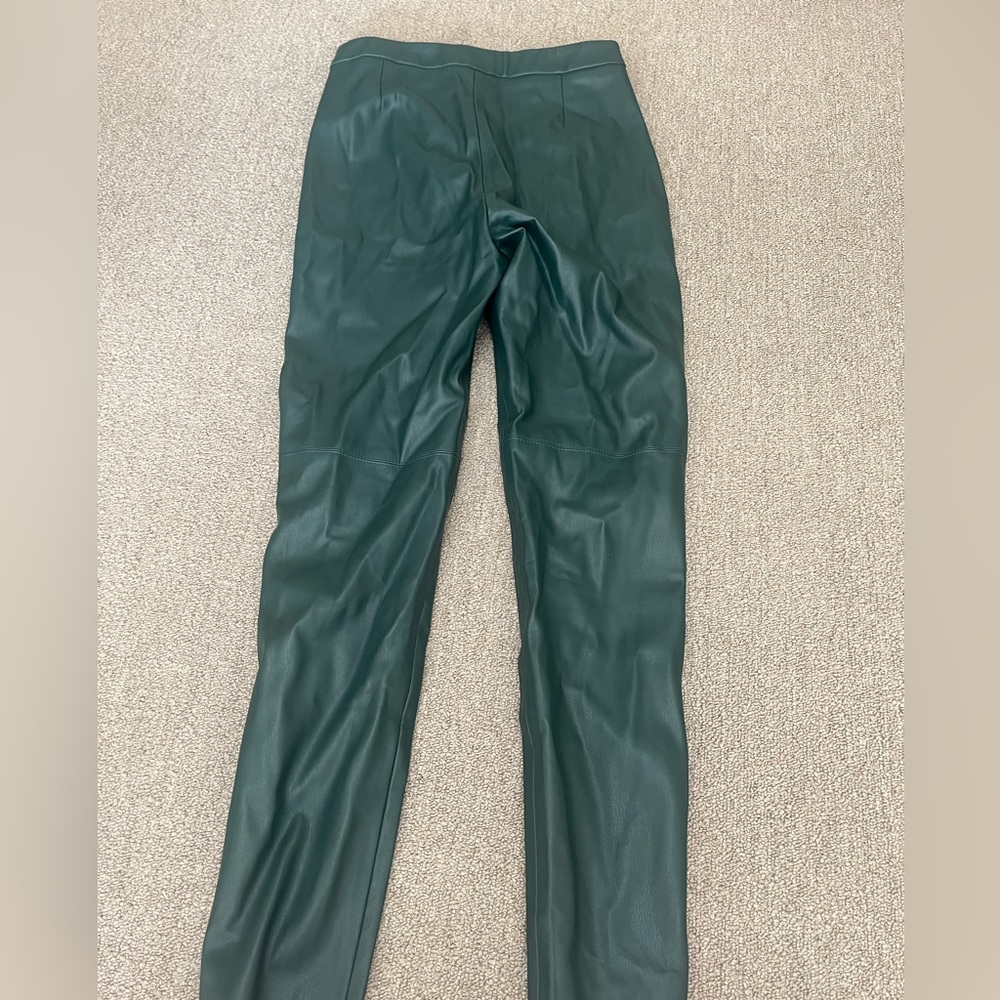 Dark Green Zara Leather Pants